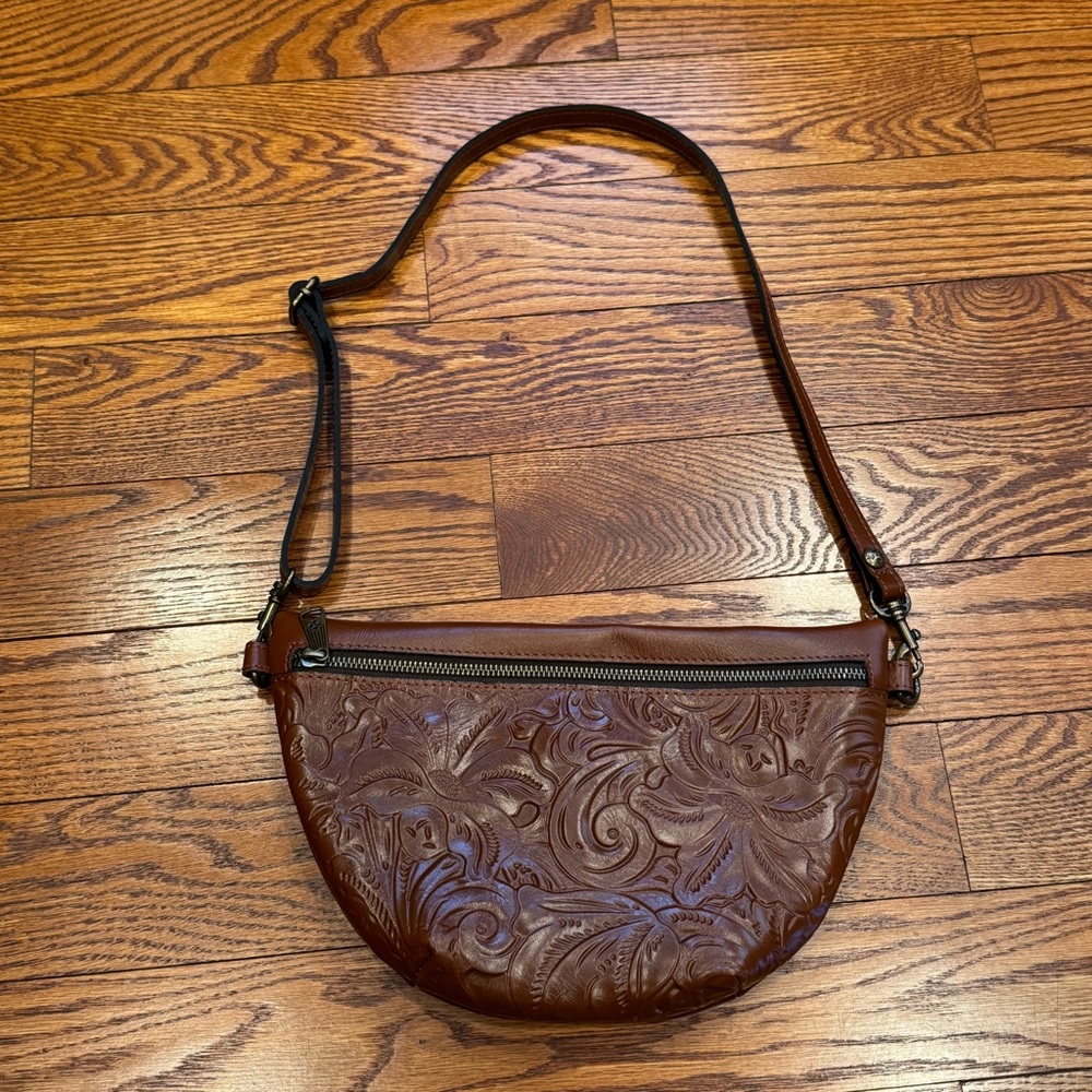 Patricia Nash Leather Tinci Florence Tooled Lather Belt Bag Fanny Pack